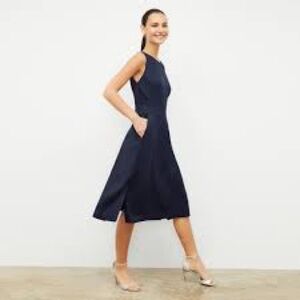 Beautiful flattering dark blue Estela midi dress